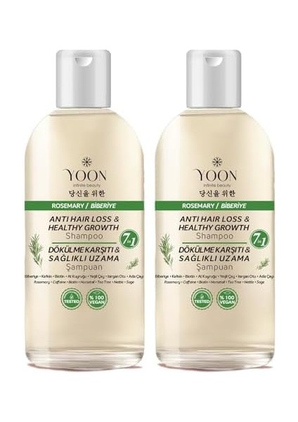 Yoon Biberiye Şampuanı 2’li Set – Tuzsuz, Sülfatsız, Vegan, Saç Dökülmesine Karşı & Hızlı Uzama | 800ML (2X400ML)