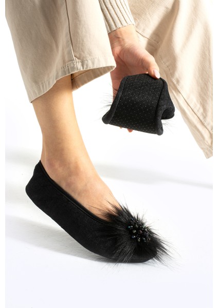 3'lü Set Kadın Patik Ev Babeti Ev Ayakkabısı Pisi Misafirlik Çeyizlik Sessiz Kaydırmaz Esnek Siyah modelleri