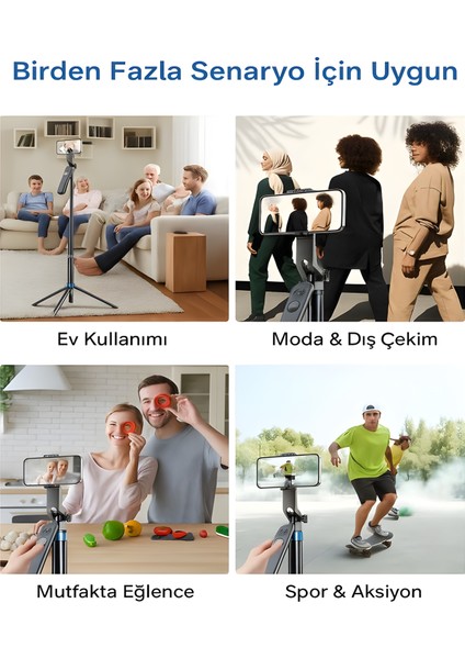 360° Ayarlanabilir Bluetooth Kumandalı 180 cm Telefon Tripod | Android Ios Gopro Uyumlu fiyatları