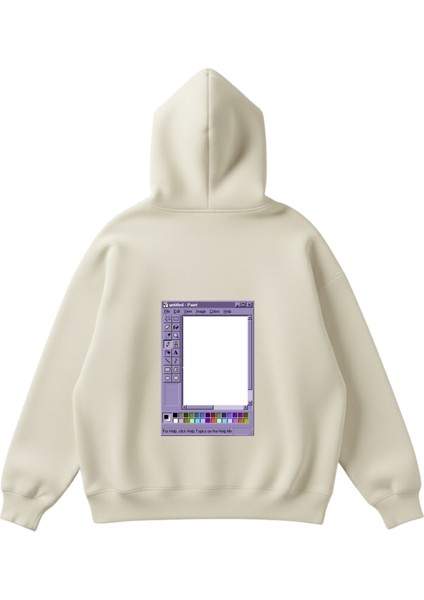 Eski Sürüm Paint Baskılı Unisex Boxy Fit Hoodie Sweatshirt