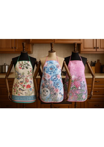 3'lü Avantajlı Mutfak Önlüğü Sıvı Geçirmez Dijital Baskılı Önlük modelleri
