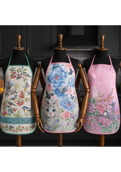 3'lü Avantajlı Mutfak Önlüğü Sıvı Geçirmez Dijital Baskılı Önlük fırsatları