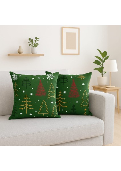 Yılbaşı Desenli Dekoratif Çift Taraflı Kırlent Kılıfı – Duck Kumaş 43X43 cm fiyatları