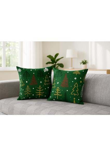 Yılbaşı Desenli Dekoratif Çift Taraflı Kırlent Kılıfı – Duck Kumaş 43X43 cm modelleri