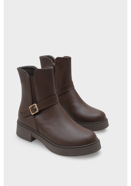 Daria Yandan Fermuarlı Tokalı Lastikli Kadın Bot