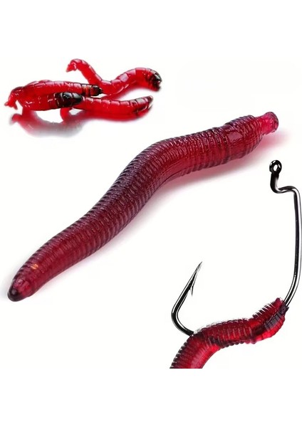 150 Adet Plastik Kokusuz Premium Gerçekçi Kırmızı Toprak Solucanı Balıkçılık Yemi modelleri