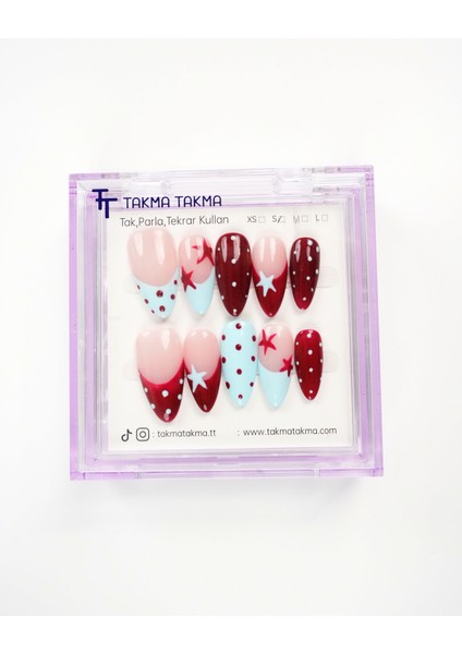 15'li Renkli Uzun Badem UBD1515 Tekrar Kullanılabilir El Yapımı Protez Takma Tırnak - Renkli-L fiyatları
