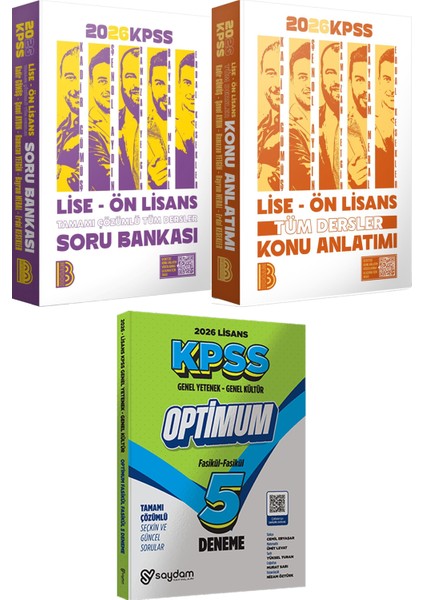 2026 Kpss Lise Ön Lisans Tüm Dersler Konu ve Soru - Lisans Optimum 5 Deneme