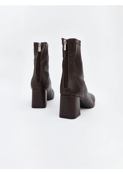 Yeni Sezon Deri Görünümlü Kadın Topuklu Bot indirimleri