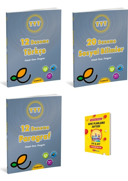 Endemik Tyt Türkçe Sosyal ve Paragraf 3lü Denemeleri + Planlama Defteri