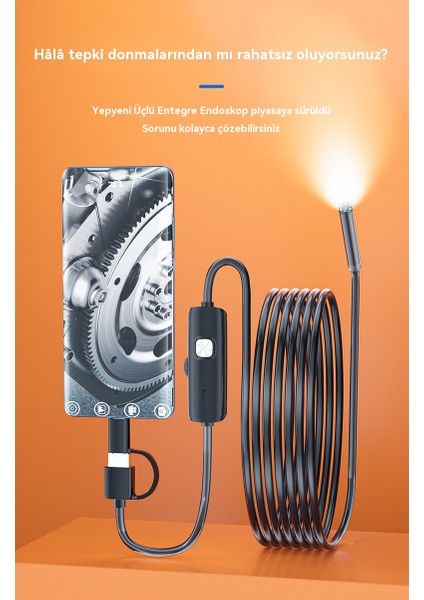 Endoskop Su Geçirmez 3'sü 1 Arada Cep Telefonu Doğrudan Bağlantılı Kamera Ucu (Yurt Dışından) fiyatları