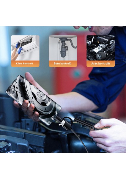 Endoskop Su Geçirmez 3'sü 1 Arada Cep Telefonu Doğrudan Bağlantılı Kamera Ucu (Yurt Dışından) modelleri