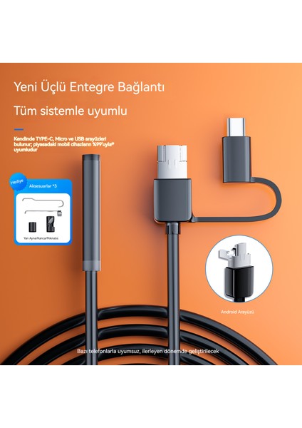 Endoskop Su Geçirmez 3'sü 1 Arada Cep Telefonu Doğrudan Bağlantılı Kamera Ucu (Yurt Dışından) indirimleri