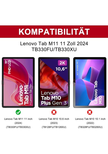 Lenovo Tab M11 TB330FU 11 Inç Uyumlu Tablet Klavyeli Kılıf Kablosuz Bluetooth Kalem Bölmeli Q Türkçe indirimleri