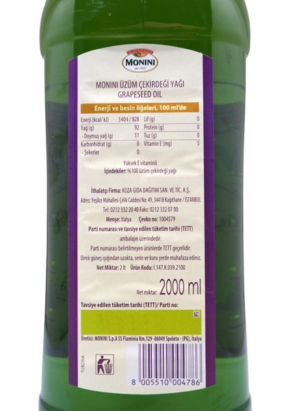 Üzüm Çekirdeği Yağı 2 lt modelleri