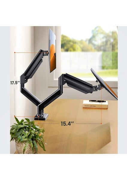 Çift Kollu Monitör Stand Amortisörlü 13-27'' Inç Monitörler Için 360° Dönebilir Askı APARATI-26737- modelleri