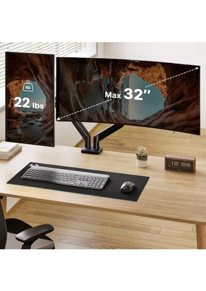 Çift Kollu Monitör Stand Amortisörlü 13-27'' Inç Monitörler Için 360° Dönebilir Askı APARATI-26737- fırsatları