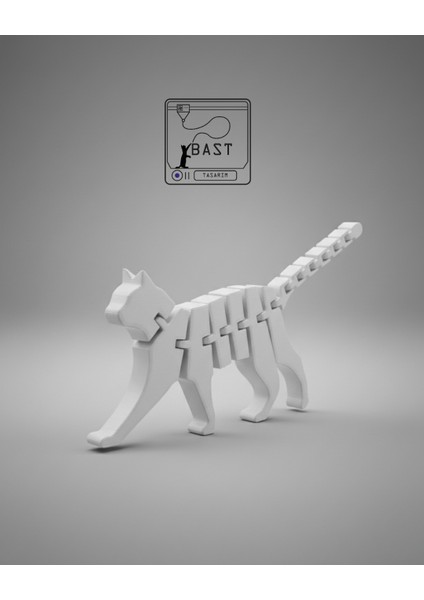 Bast Tasarım 3D Yazıcı Hareketli Eklemli Kedi Oyuncak Figür