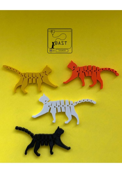 Bast Tasarım 3D Yazıcı Hareketli Eklemli Kedi Oyuncak Figür modelleri
