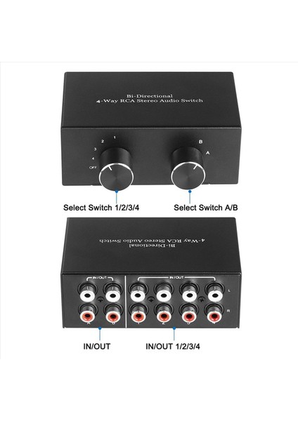 2x Bi-Live 4-Yollu Rca Stereo Ses Anahtarı L/r Ses Kanalı Ses Değiştiricisi 4&#39 Ü Dışarıda 2 Veya 2&#39 Den 4&#39 Ten 4&#39 Ü Audio Splitter (Yurt Dışından) fiyatları