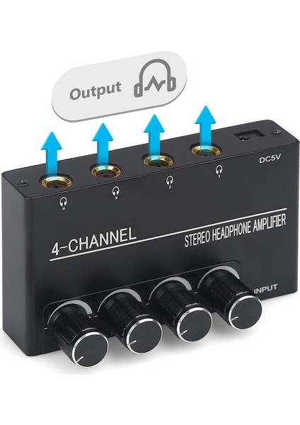 Kulaklık Amplifikatörü Kompakt Stereo Kulaklık Amplifikatörü Ses Amplifikatörü Hacim Kontrolüne Sahip 6 35MM Jak Için 4 Kanal (Yurt Dışından)