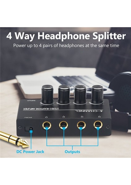 Kulaklık Amplifikatörü Kompakt Stereo Kulaklık Amplifikatörü Ses Amplifikatörü Hacim Kontrolüne Sahip 6 35MM Jak Için 4 Kanal (Yurt Dışından) fiyatları