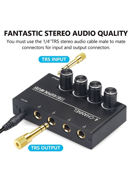 Kulaklık Amplifikatörü Kompakt Stereo Kulaklık Amplifikatörü Ses Amplifikatörü Hacim Kontrolüne Sahip 6 35MM Jak Için 4 Kanal (Yurt Dışından) fırsatları