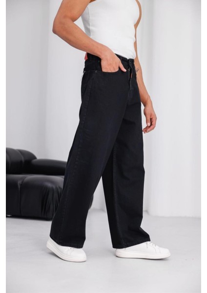 Puertas Erkek Yüksek Bel Balon Baggy Fit Bol Kesim Kot Pantolon fırsatları