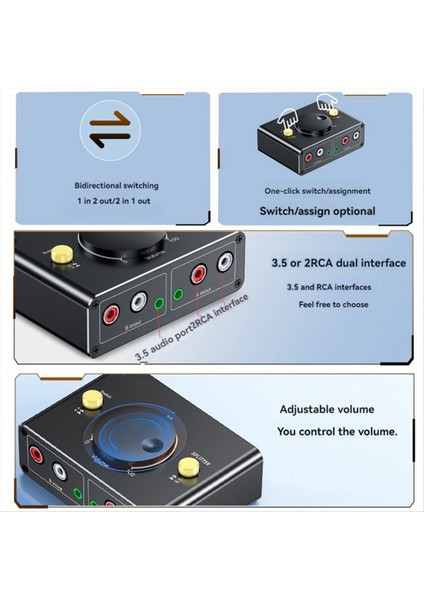 3 5mm - 2rca Ses Anahtarlayıcı Bidreksiyon Anahtarlayıcı 1&#39 De 1 Veya 2 Out Çift Rca Ila 3 5 Mm&#39 Lik Ayırıcı Anahtarlayıcı (Yurt Dışından)