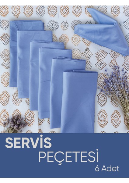 Mavi Renk Pamuk Saten Servis Peçetesi Sunum Peçetesi Amerikan Servis 6'lı Kumaş Peçete – 45X45 cm fiyatları