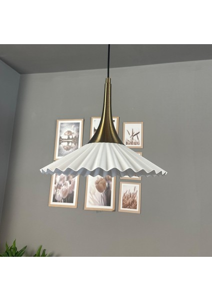 Avilla Beyaz Tekli Metal Büyük Avize Eskitme Külah Başlık Cafe Mutfak Modern Sarkıt Aydınlatma