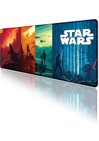 Star Wars Görünümülü Oyun Gaming Klavye Mouse Pad Kaymaz Taban Kenarları Dikişli Masa Matı 70X30 cm fiyatları
