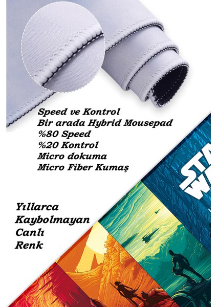 Star Wars Görünümülü Oyun Gaming Klavye Mouse Pad Kaymaz Taban Kenarları Dikişli Masa Matı 70X30 cm indirimleri