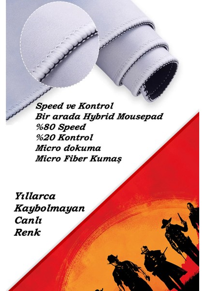 Red Dead Redemption Görünümlü Oyun Gaming Klavye Mouse Pad Kaymaz Taban Kenarları Dikişli Masa Matı 70X30 cm indirimleri