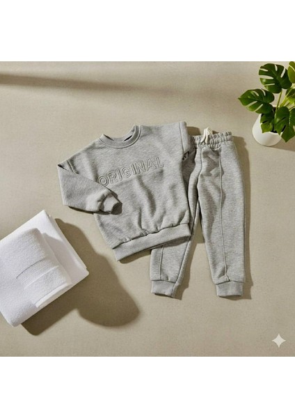 Erkek Çocuk Kışlık Alt Üst Takım Eşofman Takımı - 3 Iplik Şardonsuz Erkek Çocuk Takım