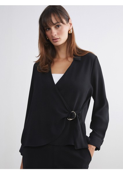 Yeni Sezon Kruvaze Bağlama Detaylı Bluz