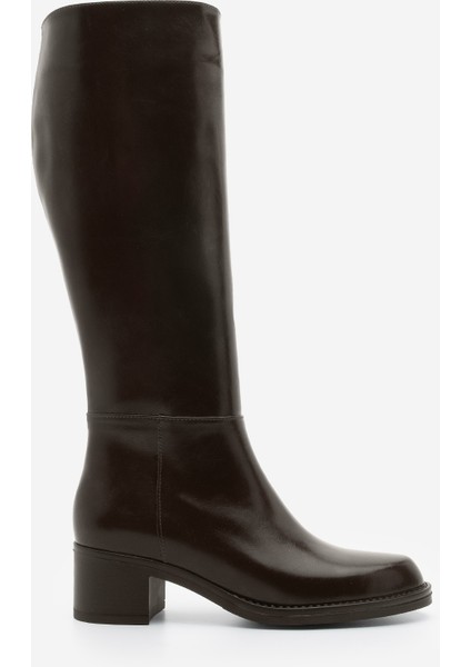 Kadın Fermuarlı Topuklu Çizme Fabes Kahve Suni Deri Kalın Topuk ile Şık Tasarım modelleri