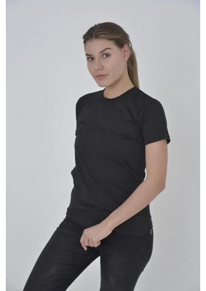 Kadın Yandan Fermuarli Slim Fit T-Shirt - Siyah fiyatları