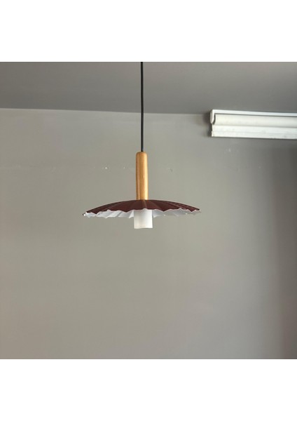 Moriva Vişne Çürüğü Metal Avize Ahşap Başlık Tekli Rustik Cafe Modern Sarkıt Aydınlatma modelleri