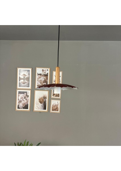 Moriva Vişne Çürüğü Metal Avize Ahşap Başlık Tekli Rustik Cafe Modern Sarkıt Aydınlatma fırsatları