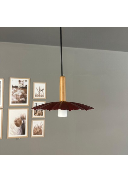 Moriva Vişne Çürüğü Metal Avize Ahşap Başlık Tekli Rustik Cafe Modern Sarkıt Aydınlatma indirimleri