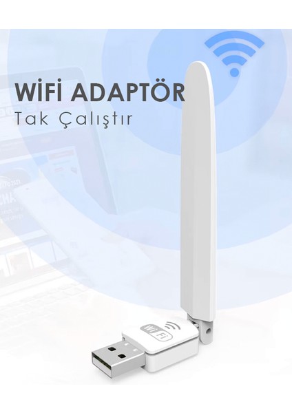 Tek Antenli USB Wifi Adaptör – Windows & Mac Uyumlu | Hızlı Kablosuz Ağ indirimleri