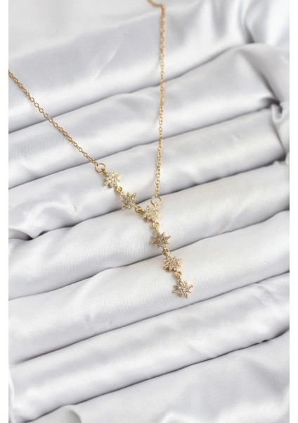316L Çelik Zincir Gold Renk Kutup Yıldızı Model Kadın Kolye