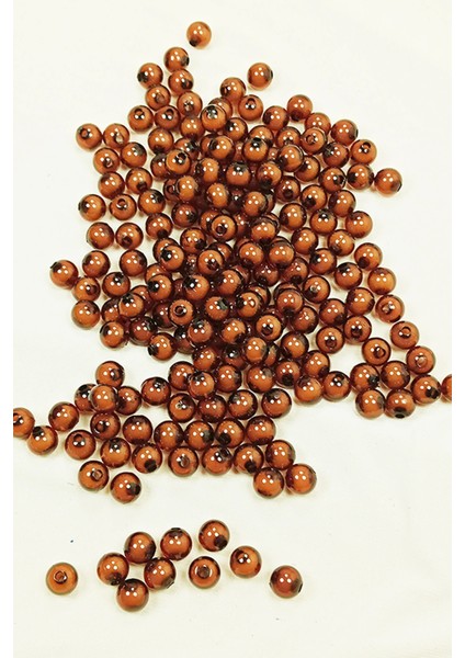 Yuvarlak Boncuk İçten Boncuklu Bileklik Çanta Boncuğu 8 mm 50 gr Kahverengi - BNC469