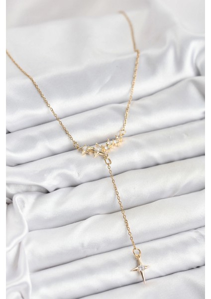 316L Çelik Zincir Gold Renk Yıldız Model Y Kadın Kolye - TJ-BKO10666