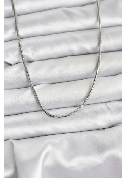 316L Çelik Zincir Gümüş Renk 60 cm Yılan Zincir Kadın Kolye - TJ-BKO10681