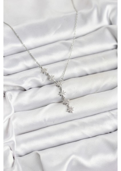 316L Çelik Zincir Gümüş Renk Kutup Yıldızı Model Kadın Kolye