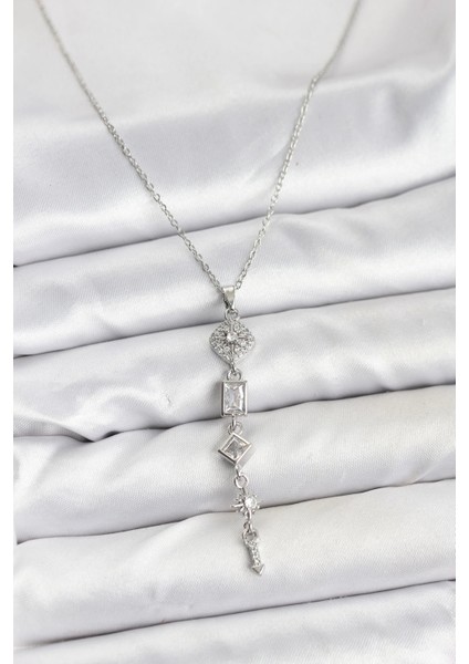 316L Çelik Zincir Gümüş Renk Kutup Yıldızı Enerji Model Kadın Y Kolye