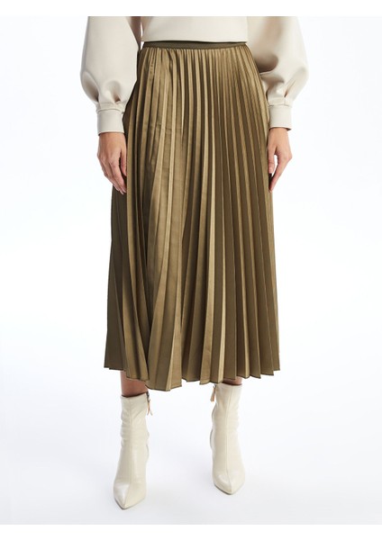 Yeni Sezon Beli Lastikli Saten Kadın Pileli Etek fiyatları