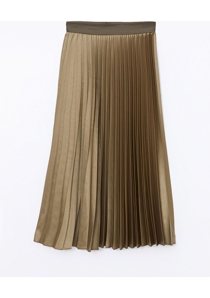 Yeni Sezon Beli Lastikli Saten Kadın Pileli Etek indirimleri